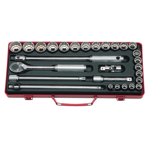 [160-4241M] Socket Set 1/2 Drive-12pt 10-32mm (28PCS)