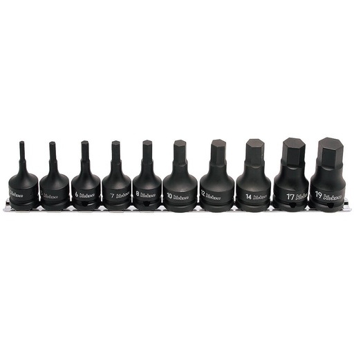 [160-RS14012M60/10] Impact Inhex Set On Rail 1/2 Drive 60mm 4-19mm 10pc Kors14012m60/10