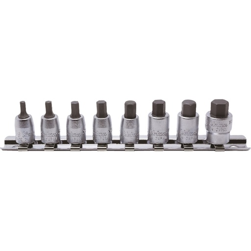 [160-RS2010A/8-L25] Socket Set Inhex On Rail 1/4 Drive 1/8 - 3/8 8 Pcs Kors2010a/8-L25