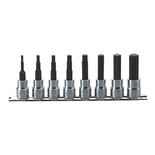 [160-RS3010M/8-62] Socket Set Inhex On Rail 3/8 Drive 3-12mm 62mm 8pc Kors3010m/8-62