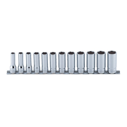 [160-RS3300M/12] Socket Set On Rail 3/8 Drive 8-19mm Deep 12pc.L