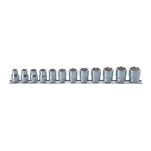 [160-RS3400M/12] Socket Set On Rail 3/8 Drive-6pt 8-19mm(12p)