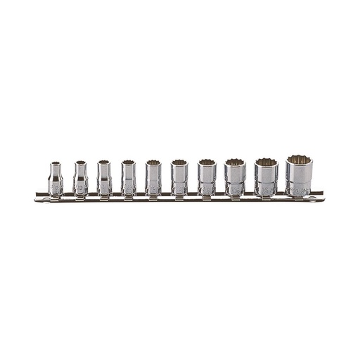 [160-RSAS2405A/10] Socket Set On Rail Aviation 1/4 Drive 3/16-9/16 AF 10pcs Korsas2405a/10