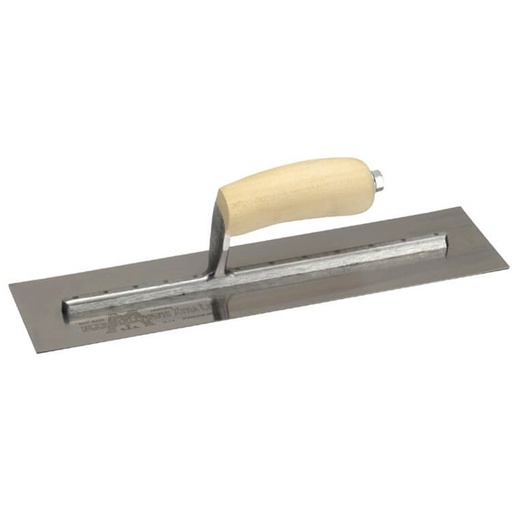 [160-MTMXS73SSH] Trowel Finishing 356mm 121mm Bright S/S Curved Timber Handle Mtmxs73ssh