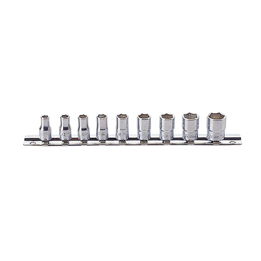 [160-RS2405M/11] Socket Set On Rail 1/4 Drive 4-14mm 11pc (12PT)L