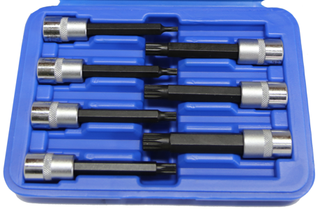 [159-S7603] 7 Piece M4 M12 Spline 3/8 Inch Drive Sockets93mm Long