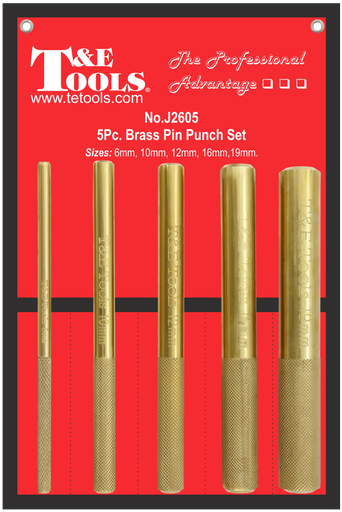 [159-J2605] 5 Piece Brass Pin Punch Set