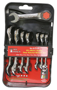 [59E-S13109] 8 Piece Metric Stubby Ratchet Gear Wrench Set