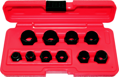 [159-T1033] 10 Piece Hex Angular Spiral Sockets 8-19mm