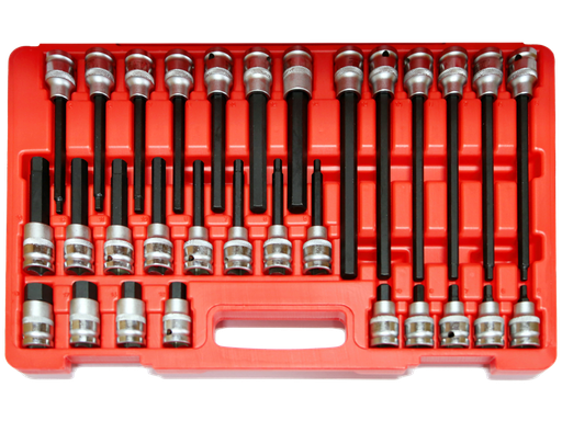 [159-T3001] 30 Piece 1/2 Inch Drive Metric Inhex Bit Socket Set55 100 140 200mm