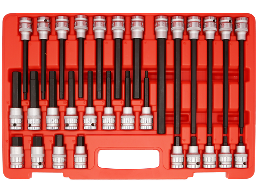 [159-T3002] 30 Piece 1/2 Inch Drive SAE Inhex Bit Socket Set