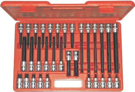 [159-T3203] 32 Piece 1/2 Inch Drive Ribe Bit Socket Set (55 100 140 200mm)