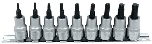 [159-T5405] 9 Piece3/8 Inch Drive Tamper Torx Socket Set T10-T50