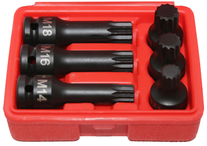 [159-TX030] 6 Piece Spline / Triple Square Socket Setm14 M16 M18