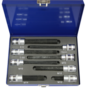 [159-TX036] 8 Piece Inhex Ribe Spline Torx E-Socket Socket Set