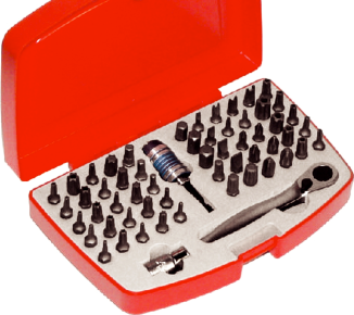 [159-TX055] 58 Piece 1/4 Inch Hex Power Bit Set With Universal Extension & Ratchet